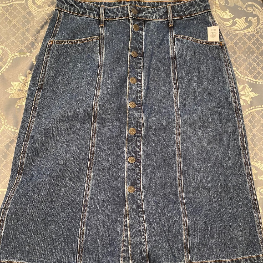 Old Navy High-Waisted Button-Front Midi Jean Skirt for Women